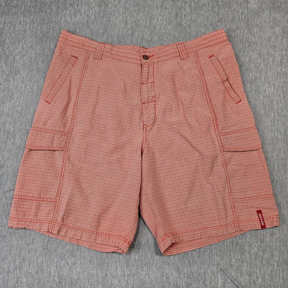 Tommy Bahama Cargo Shorts Mens 38 Red Check Tencel Cotton Relax Beach Summer